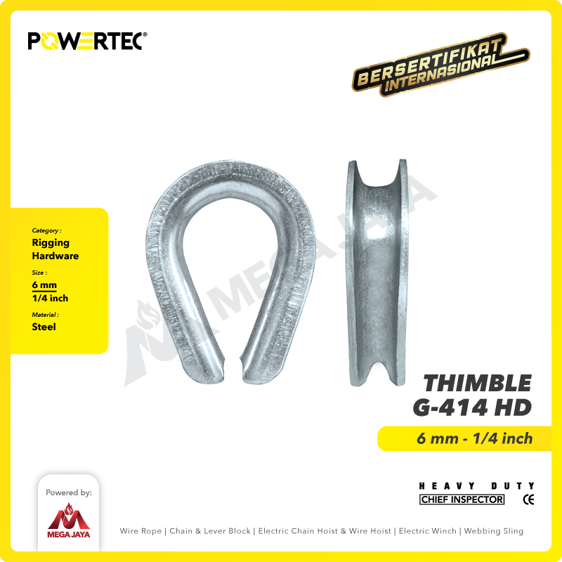 Thimble Wire Rope Kausen Sling G-414 HD 6mm - 1/4" POWERTEC