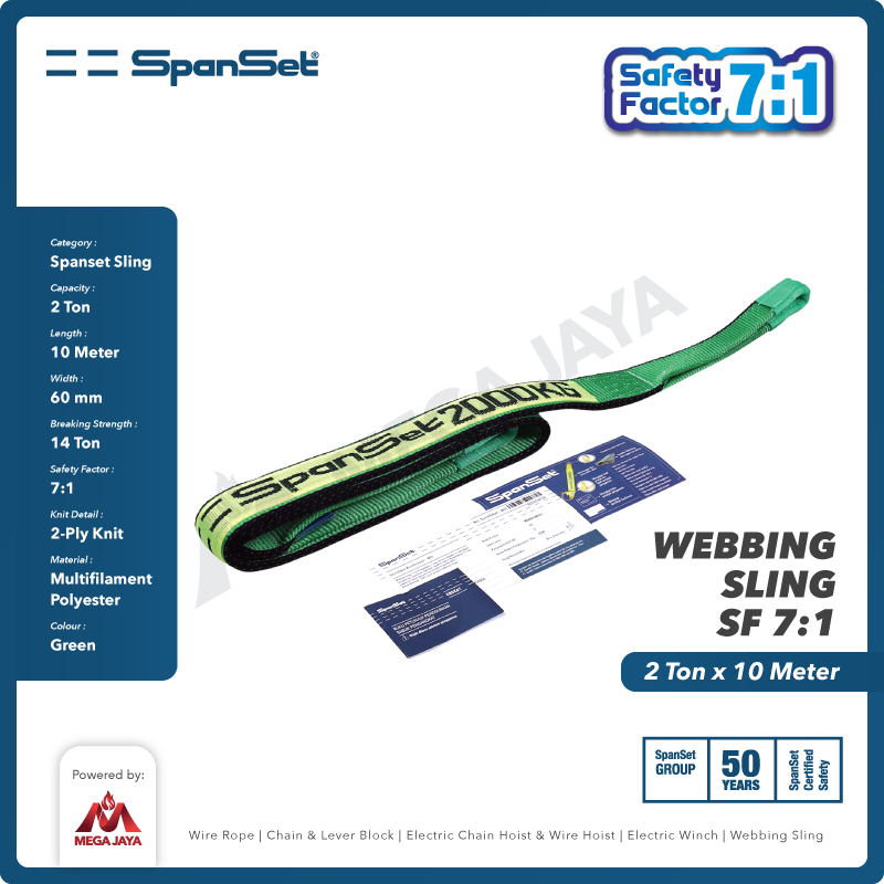 Webbing Sling Belt / Tali Angkat 2 Ton x 10 Meter SPANSET