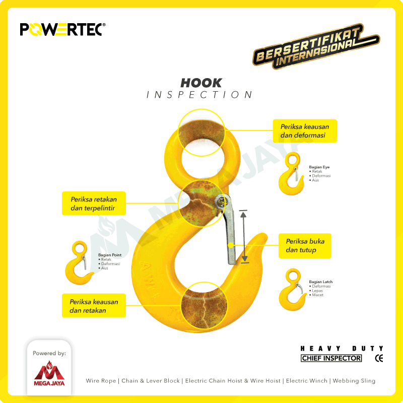Swivel Hook with Latch 7 Ton POWERTEC