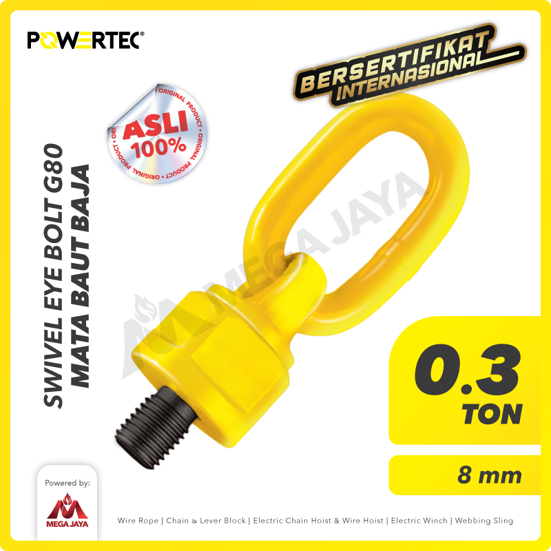 Swivel Eye Bolt / Mata Baut M8 - 0.3 Ton POWERTEC