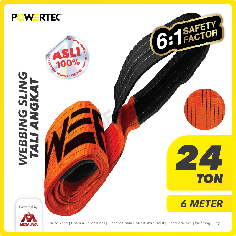 Webbing Sling Belt / Tali Angkat 24 Ton x 6 Meter POWERTEC Double Ply