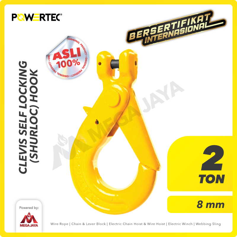 Clevis Self-Locking Hook 8mm - 2 Ton POWERTEC