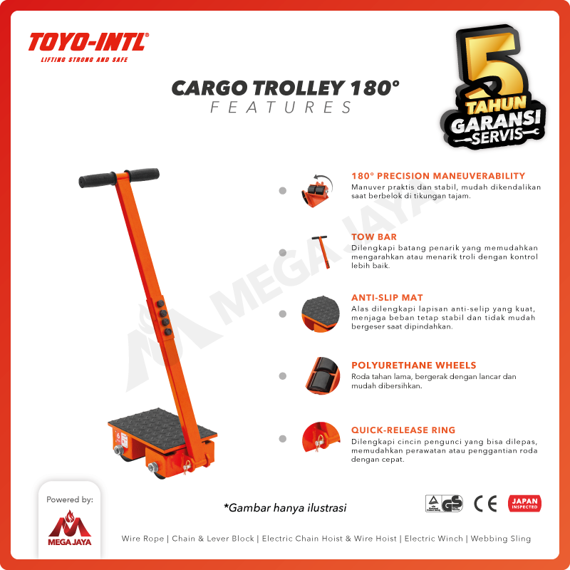 Cargo Trolley 180 Degree 12 Ton + Handle TOYO-INTL
