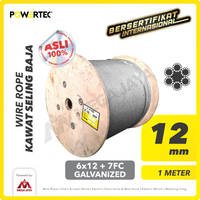 Wire Rope / Kawat Seling Baja 6x12 7FC 12mm Galv POWERTEC - 1 Meter