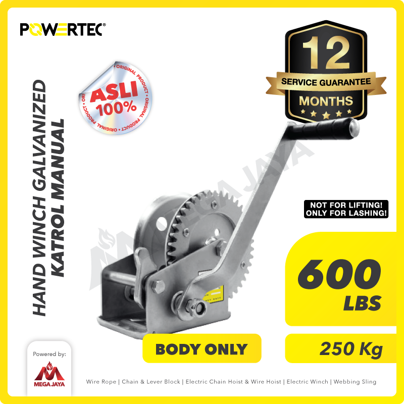 Hand Winch / Boat Winch / Katrol Manual 600lbs / 250Kg Galv POWERTEC