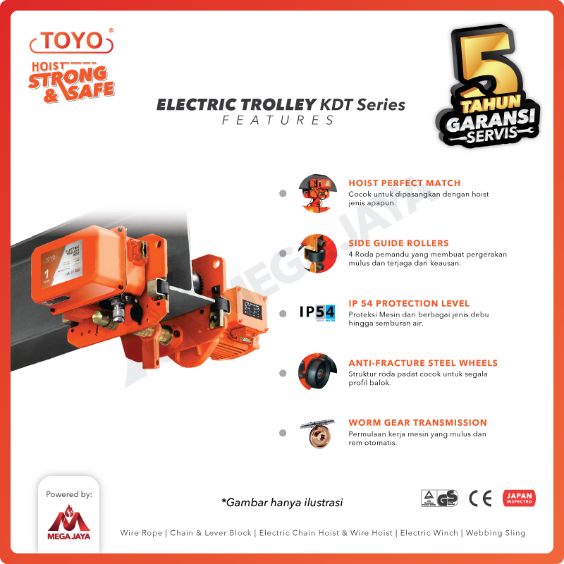Electric Trolley Girder 1 Ton KDT Series TOYO