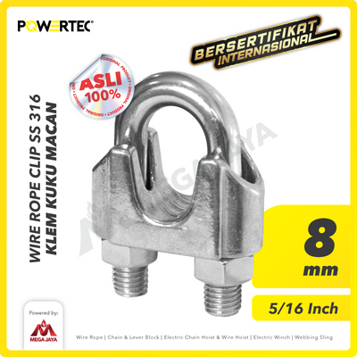 Wire Rope Clip / Klem Seling Kuku Macan SS 316 8mm POWERTEC