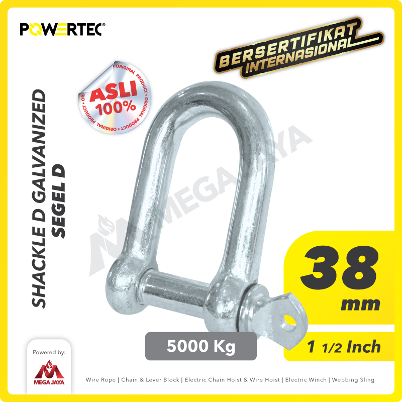 Shackle D Galvanized 38mm - 1-1/2" POWERTEC Segel Dee Galvanis