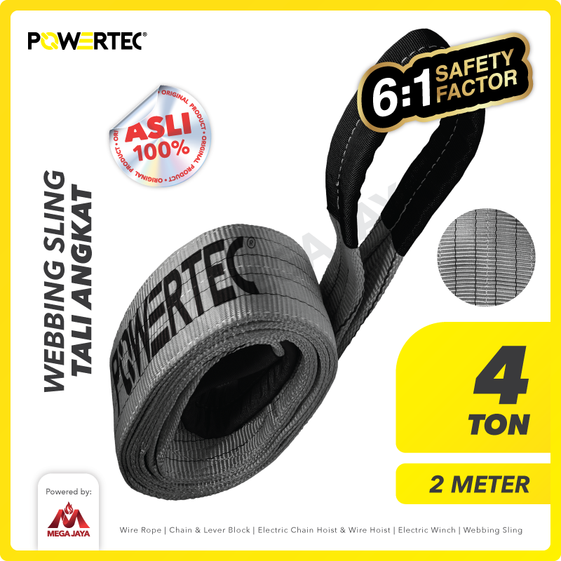 Webbing Sling Belt / Tali Angkat 4 Ton x 2 Meter POWERTEC Double Ply