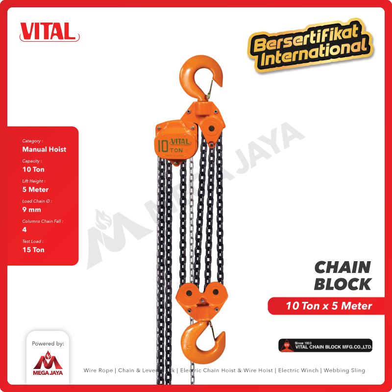 Chain Block / Takel 10 Ton x 5 Meter VITAL