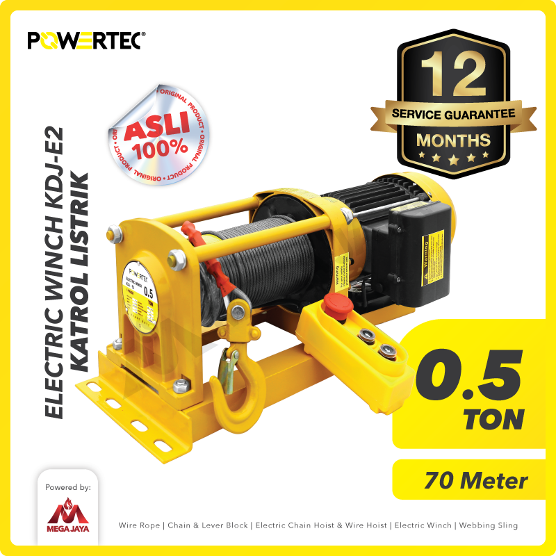 Electric Winch Hoist 500 Kg x 70 Meter 1 Phase KDJ-E2 POWERTEC