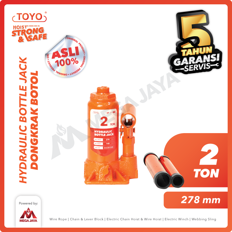 Hydraulic Bottle Jack / Dongkrak Botol 2 Ton TOYO