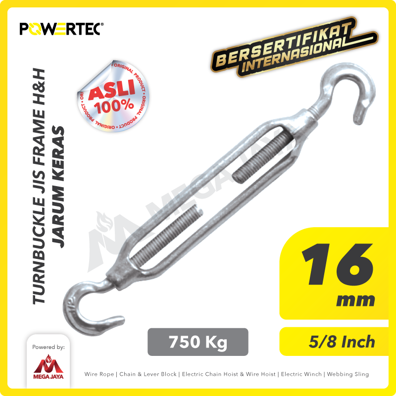 Turnbuckle / Jarum Keras JIS Hook & Hook M16 Span Skrup POWERTEC