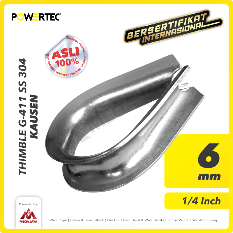 Thimble Wire Rope Kausen Sling Stainless Steel 6mm - 1/4" POWERTEC