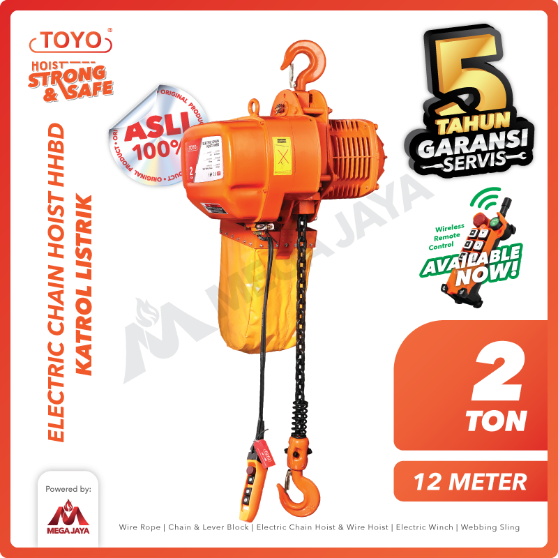 Electric Chain Hoist 2 Ton  x 12 Meter HHBD Series TOYO