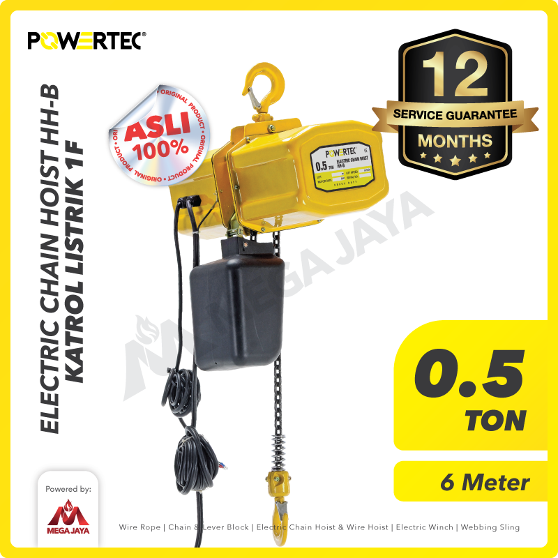 Electric Chain Hoist 0.5 Ton x 6 Meter HH-B 1F POWERTEC