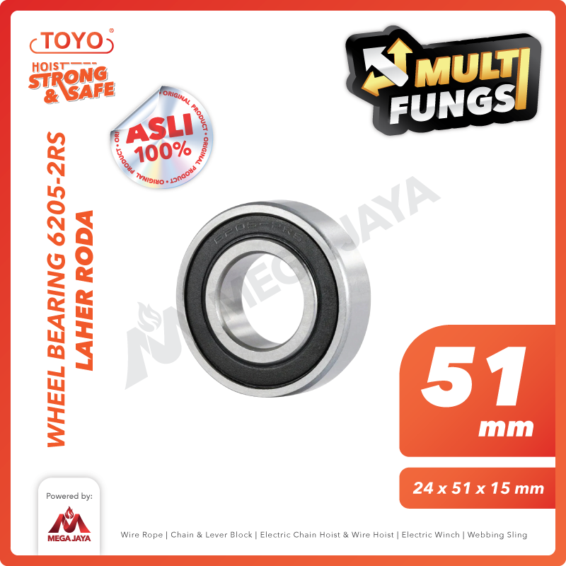 Wheel Bearing 6205-2RS / Laher Roda Hand Pallet 51mm TOYO