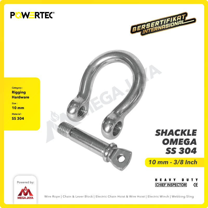 Bow Shackle Omega Stainless Steel 304 10mm POWERTEC Segel SS