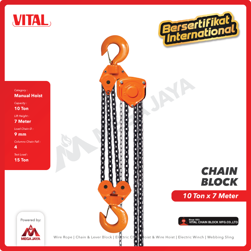 Chain Block / Takel 10 Ton x 7 Meter VITAL