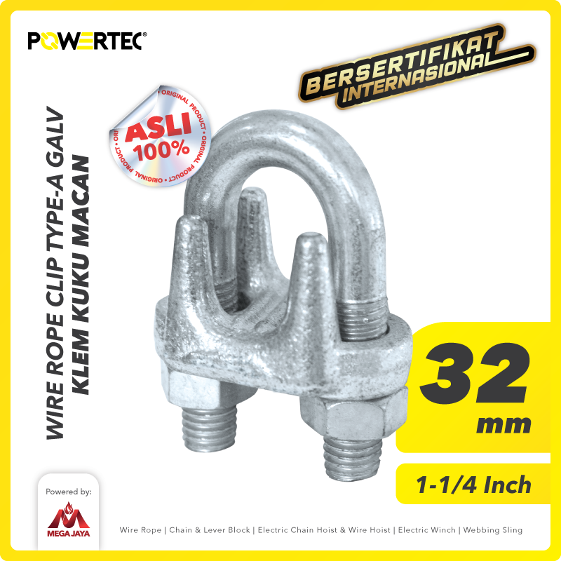Wire Rope Clip / Klem Seling Kuku Macan Galv 32mm Bulldog POWERTEC