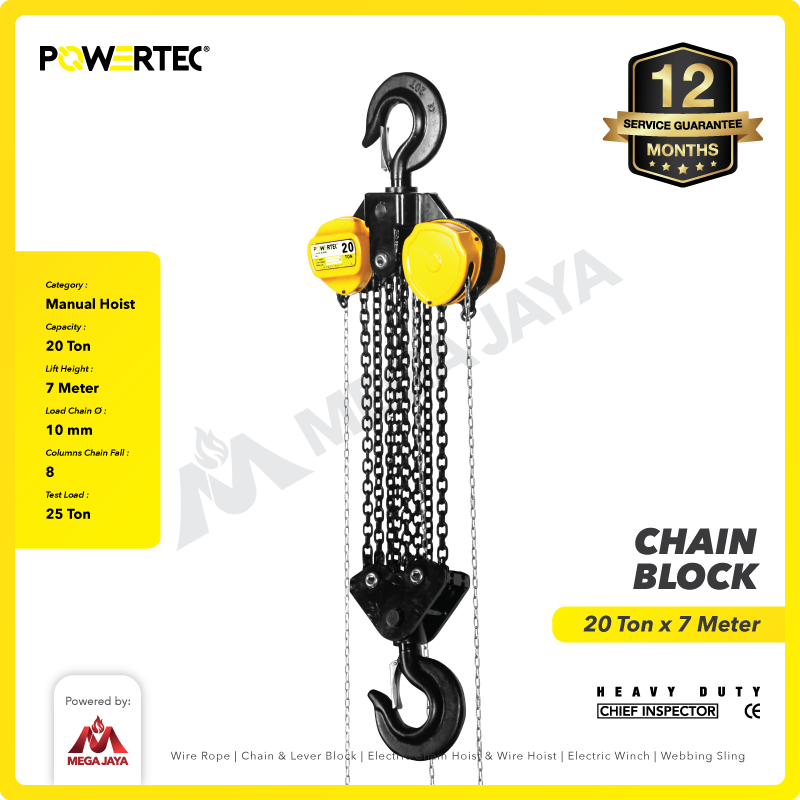 Chain Block / Takel 20 Ton x 7 Meter POWERTEC