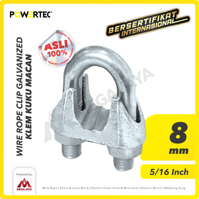 Wire Rope Clip / Klem Seling Kuku Macan Galv 8mm - 5/16" POWERTEC