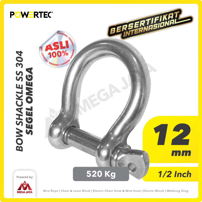 Bow Shackle Omega Stainless Steel 304 12mm POWERTEC Segel SS