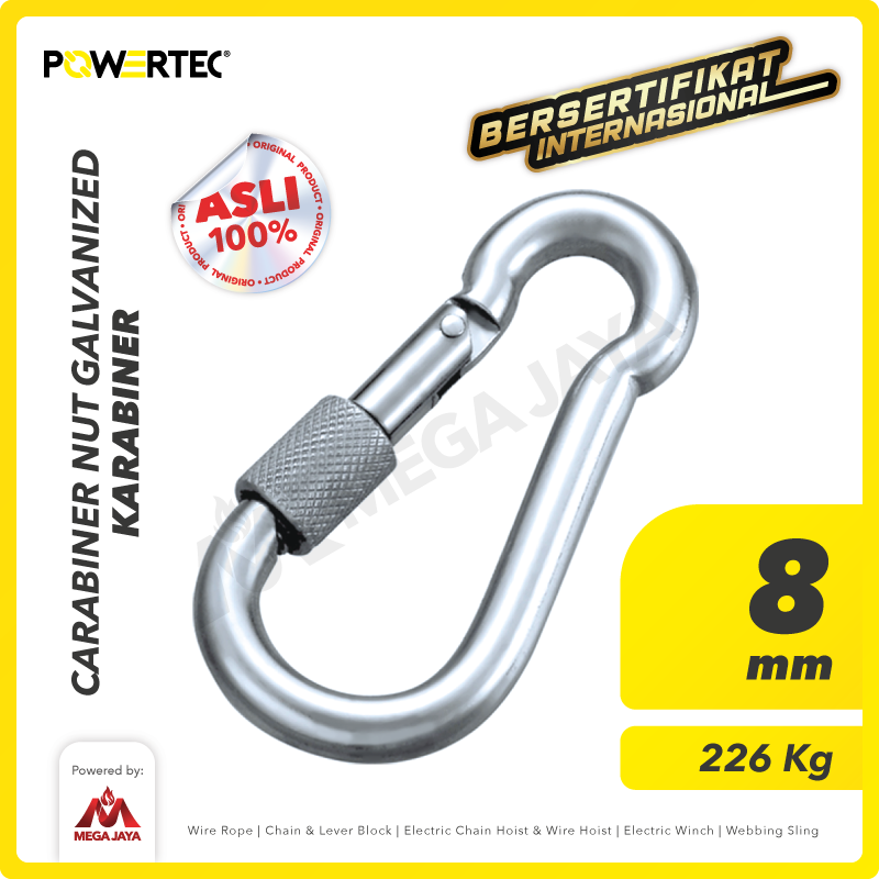 Carabiner / Karabiner Nut Galvanized 8 mm POWERTEC