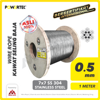 Wire Rope / Kawat Seling Baja 7x7 SS 304 0.5mm POWERTEC  - 1 Meter