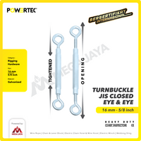 Turnbuckle / Jarum Keras JIS Closed Eye & Eye M16 Span Skrup POWERTEC