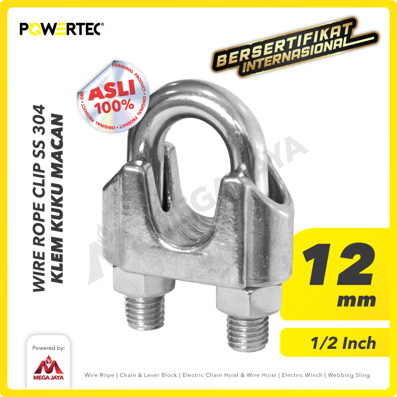 Wire Rope Clip / Klem Seling Kuku Macan SS 304 12mm POWERTEC