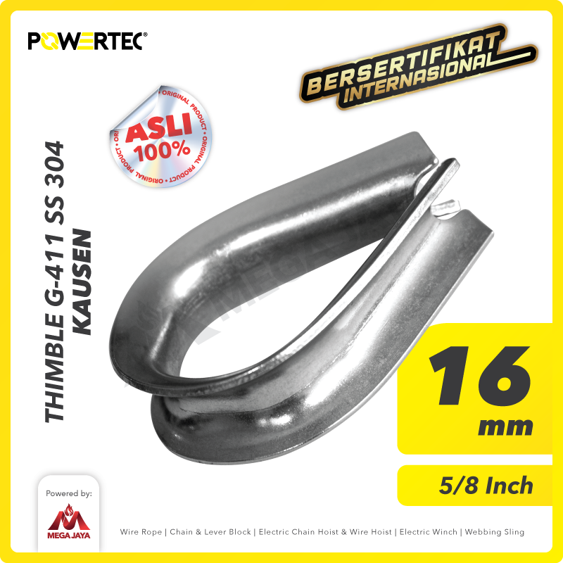 Thimble Wire Rope Kausen Sling Stainless Steel 16mm - 5/8" POWERTEC