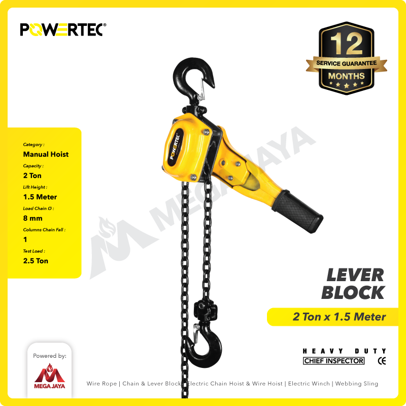 Lever Block / Lever Hoist 2 Ton x 1.5 Meter POWERTEC