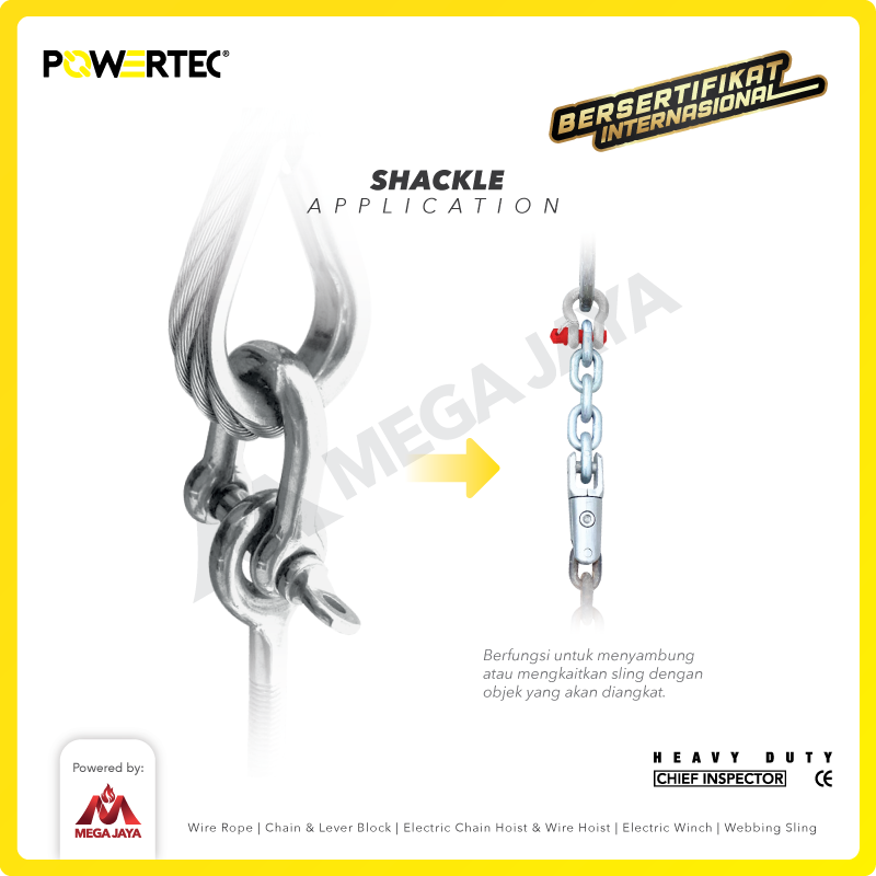 Bow Shackle Omega G2130 17 Ton - 1-1/2" POWERTEC Segel Bolt Type
