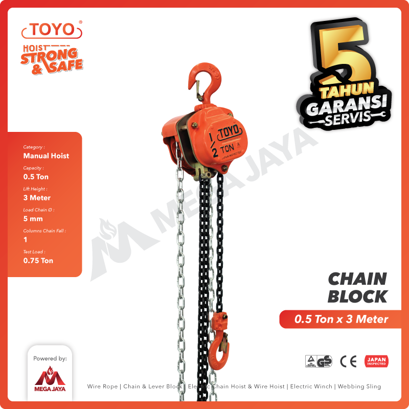 Chain Block / Takel 0.5 Ton x 3 Meter TOYO