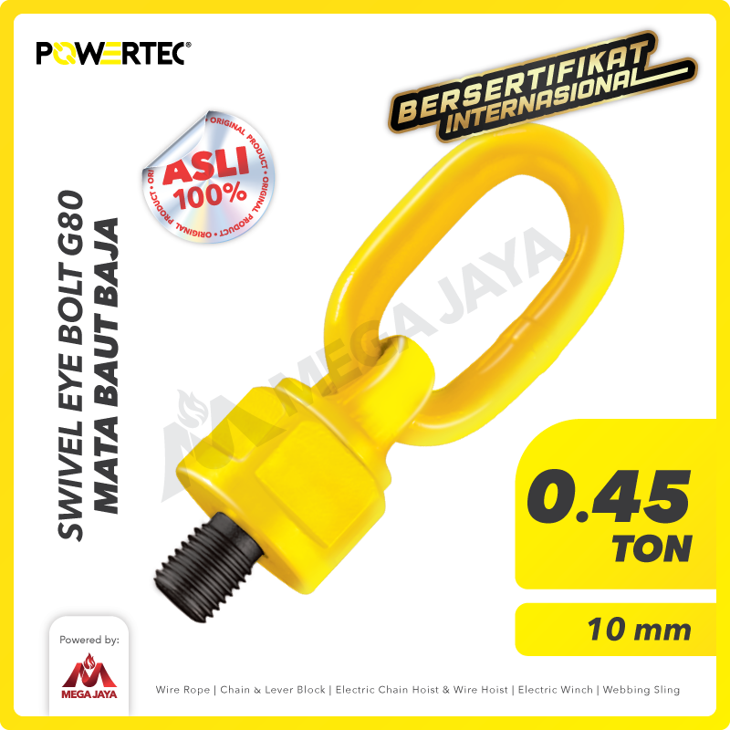 Swivel Eye Bolt / Mata Baut M10 - 0.45 Ton POWERTEC