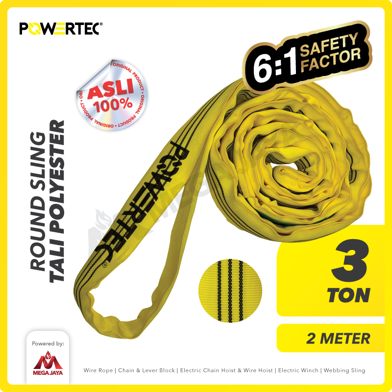 Round Sling / Roundsling 3 Ton  x 2 Meter POWERTEC Double Jacket
