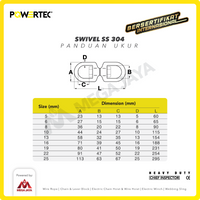 Swivel SS 304 / Kili kili 5mm - 3/16" POWERTEC