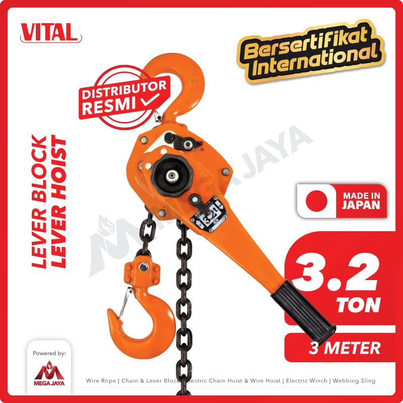 Lever Block / Lever Hoist 3.2 Ton x 3 Meter VITAL