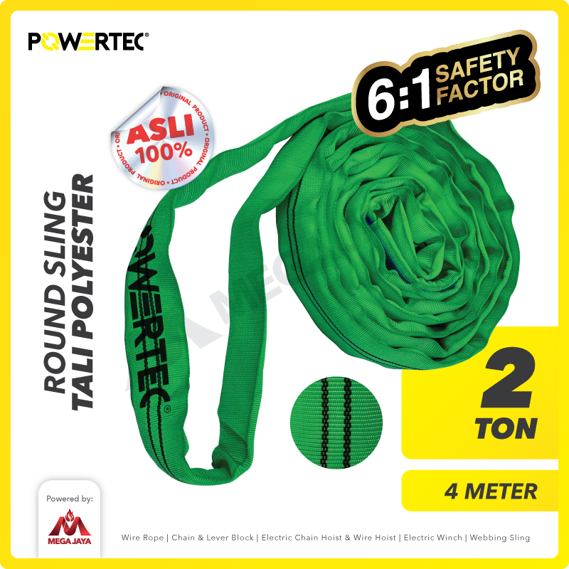 Round Sling / Roundsling 2 Ton  x 4 Meter POWERTEC Double Jacket