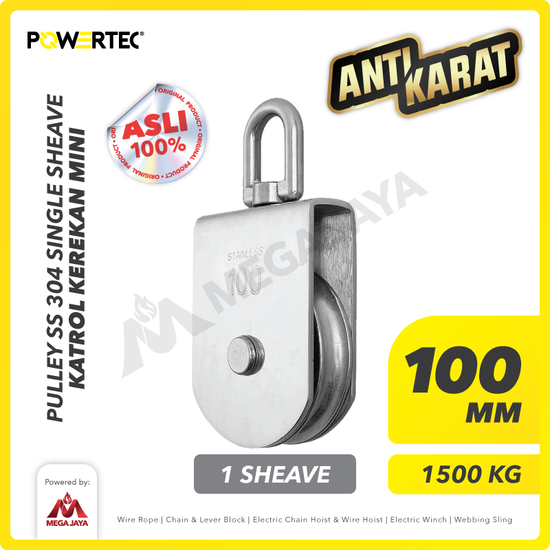 Small Pulley SS 304 Katrol Kerekan 100mm - 1 Sheave Stainless POWERTEC