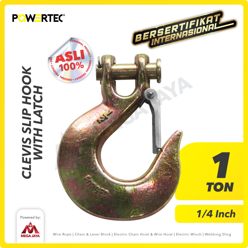 Clevis Slip Hook with Latch 1/4" POWERTEC