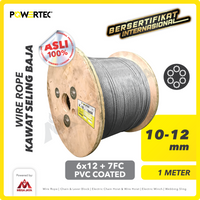 Wire Rope / Kawat Seling Baja 6x12 7FC PVC 10-12mm POWERTEC  - 1 Meter