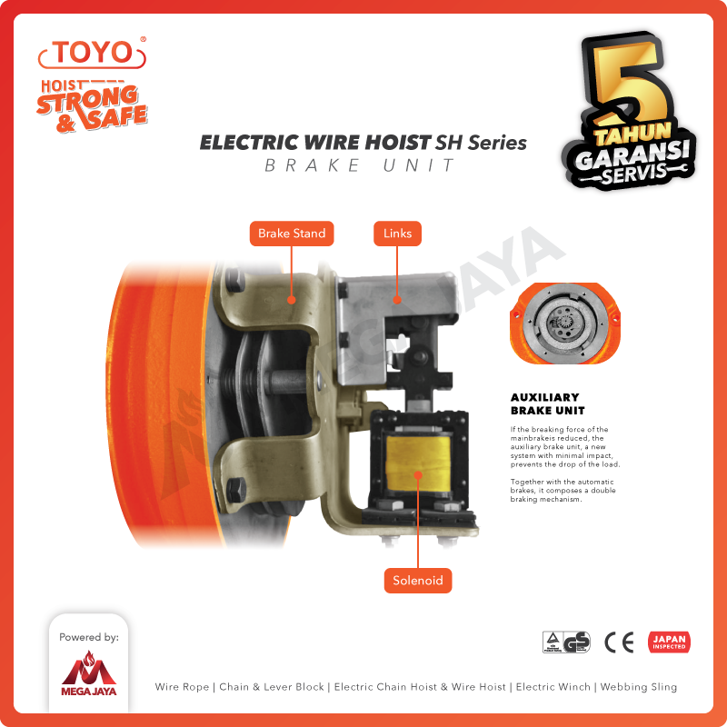 Electric Wire Rope Hoist 10 Ton  x 12 Meter SH Series TOYO