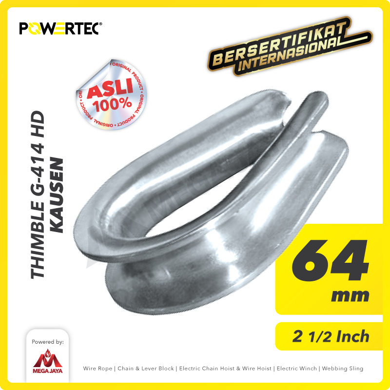 Thimble Wire Rope Kausen Sling G-414 HD 64mm - 2-1/2" POWERTEC
