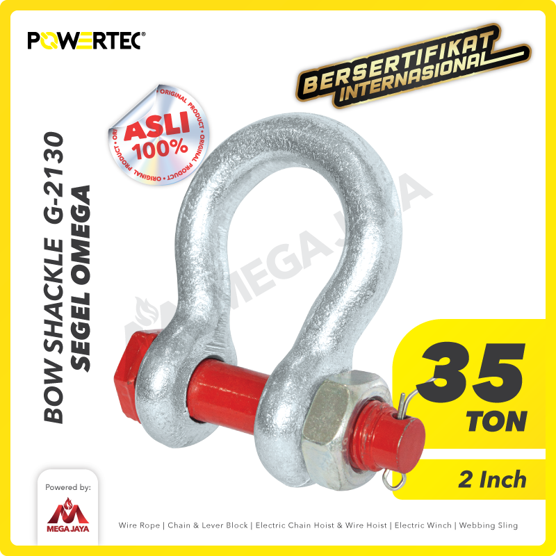 Bow Shackle Omega G2130 35 Ton - 2" POWERTEC Segel Bolt Type
