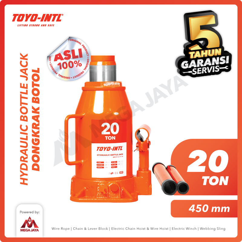 Hydraulic Bottle Jack / Dongkrak Botol 20 Ton TOYO