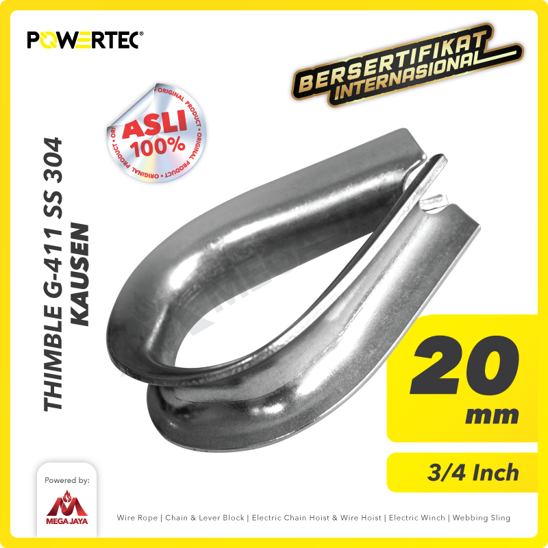 Thimble Wire Rope Kausen Sling Stainless Steel 20mm - 3/4" POWERTEC