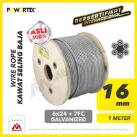 Wire Rope / Kawat Seling Baja 6x24 7FC 16mm Galv POWERTEC - 1 Meter