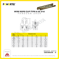 Wire Rope Clip / Klem Seling Kuku Macan SS 316 10mm POWERTEC Bulldog